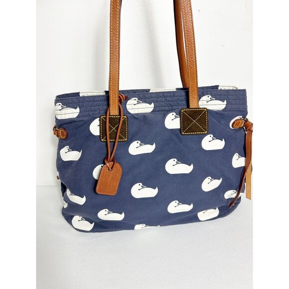 Dooney & Bourke Victoria Duck Print Canvas Tote in Blue / White - Picture 5 of 11